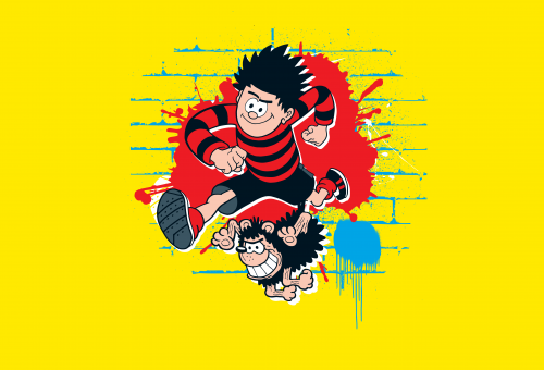 Dennis and Gnasher cartoon characters running